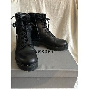 Thursday Women's Black Leather Combat Boots Size 8 Good Condition